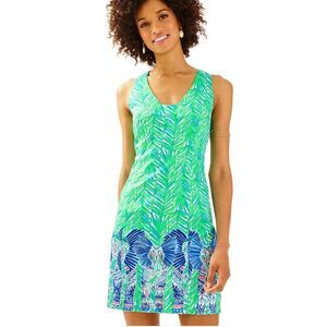 Lilly Pulitzer Green Tandie Shift Summer Sleeveless Elephant Print Dress Size 0